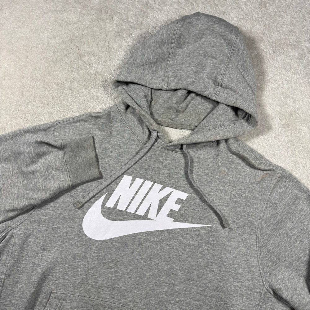 Nike Hoodie Mens M Gray BV2973-063 Sportswear Club Fleece Logo Pullover